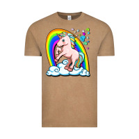 Vintage Coffee cute unicorn with rainbow Vintage Tee - FaDigitalArtStudio