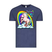 Vintage Denim cute unicorn with rainbow Vintage Tee - FaDigitalArtStudio