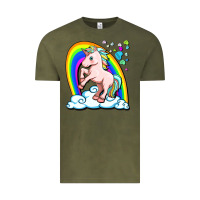 Vintage Olive cute unicorn with rainbow Vintage Tee - FaDigitalArtStudio