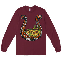Burgundy horseshoe sunflower Long Sleeve Tee - JahusDesignShop