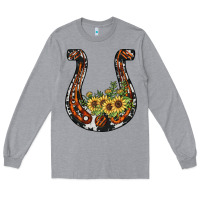 Heather Grey horseshoe sunflower Long Sleeve Tee - JahusDesignShop