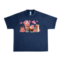 Navy floral coffee cups Urban Heavy Tee - JahusDesignShop