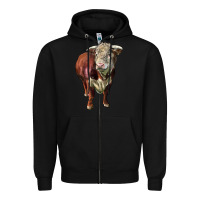 Black hereford bull face Zipper Hoodie - LillyAllenDesigns