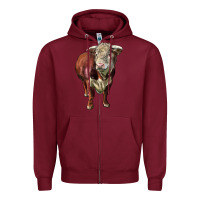 Hereford Bull Face Zipper Hoodie | Teevron