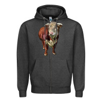 Charcoal Heather hereford bull face Zipper Hoodie - LillyAllenDesigns