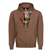 Chestnut hereford bull face Zipper Hoodie - LillyAllenDesigns