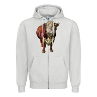 Dove Grey hereford bull face Zipper Hoodie - LillyAllenDesigns