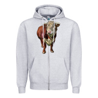 Heather Grey hereford bull face Zipper Hoodie - LillyAllenDesigns