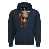 Navy hereford bull face Zipper Hoodie - LillyAllenDesigns
