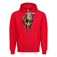 Red hereford bull face Zipper Hoodie - LillyAllenDesigns