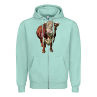 Seafoam hereford bull face Zipper Hoodie - LillyAllenDesigns