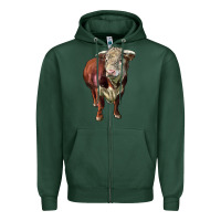 Sports Green hereford bull face Zipper Hoodie - LillyAllenDesigns