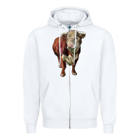 White hereford bull face Zipper Hoodie - LillyAllenDesigns