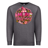 Charcoal Heather pink merry christmas Premium Sweatshirt - MaliasSmallBusiness