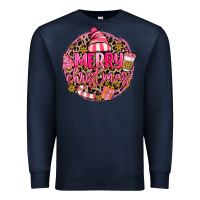 Navy pink merry christmas Premium Sweatshirt - MaliasSmallBusiness