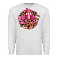 Oatmeal Heather pink merry christmas Premium Sweatshirt - MaliasSmallBusiness