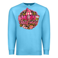 Ocean Blue pink merry christmas Premium Sweatshirt - MaliasSmallBusiness