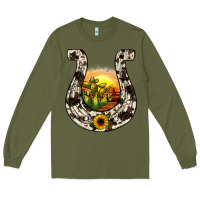 Army Green horseshoe sunset Long Sleeve Tee - JahusDesignShop