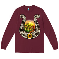 Burgundy horseshoe sunset Long Sleeve Tee - JahusDesignShop