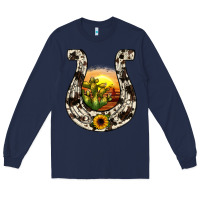 Navy horseshoe sunset Long Sleeve Tee - JahusDesignShop