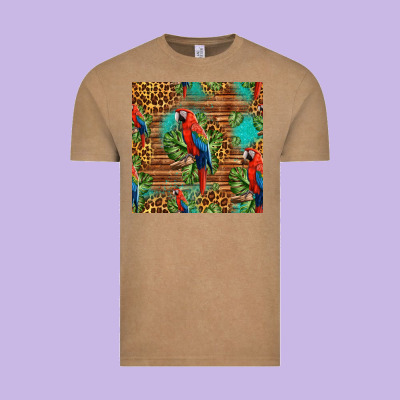 Macaw Parrot Seamless Pattern Vintage Tee Designed By Hra Design Shop
