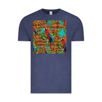 Vintage Denim macaw parrot seamless pattern Vintage Tee - HRA Design Shop
