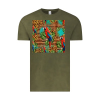 Vintage Olive macaw parrot seamless pattern Vintage Tee - HRA Design Shop