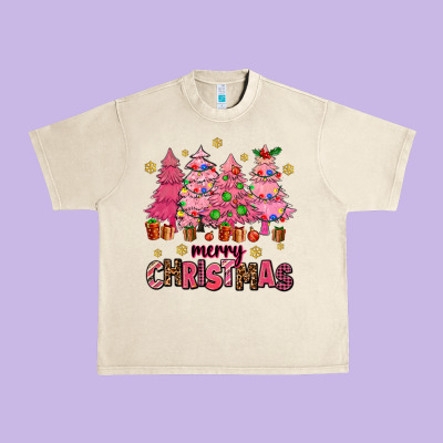 Pink Christmas Trees Urban Heavy Tee Designed By Adodesignshop