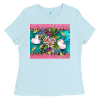 Baby Blue v.d flowers and hearts Ladies Tee - AdoDesignShop