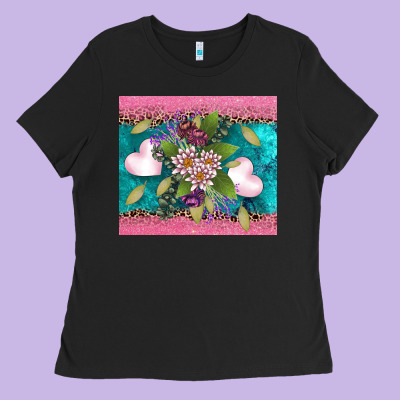 V.d Flowers And Hearts Ladies Tee Designed By Adodesignshop