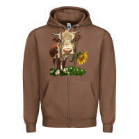 Chestnut hereford heifer with sunflower Zipper Hoodie - LillyAllenDesigns