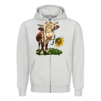 Dove Grey hereford heifer with sunflower Zipper Hoodie - LillyAllenDesigns