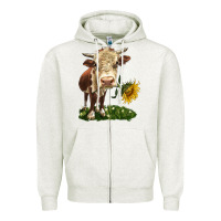 Hereford Heifer With Sunflower Zipper Hoodie | Teevron