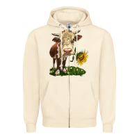Sandshell hereford heifer with sunflower Zipper Hoodie - LillyAllenDesigns