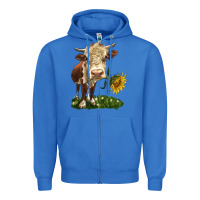 True Royal hereford heifer with sunflower Zipper Hoodie - LillyAllenDesigns