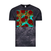 Cloud Black leopard roses seamless pattern Vintage Tee - HRA Design Shop
