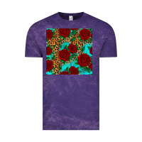 Cloud Purple leopard roses seamless pattern Vintage Tee - HRA Design Shop