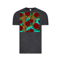 Vintage Black leopard roses seamless pattern Vintage Tee - HRA Design Shop