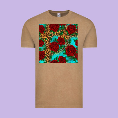 Leopard Roses Seamless Pattern Vintage Tee Designed By Hra Design Shop