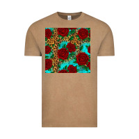 Vintage Coffee leopard roses seamless pattern Vintage Tee - HRA Design Shop