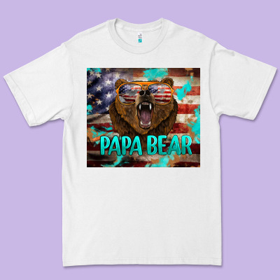 Papa Bear American Flag  Tumbler Premium Tee Designed By Barkaloodesign