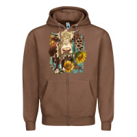 Chestnut Hereford heifer with sunflower and leopard Zipper Hoodie - LillyAllenDesigns