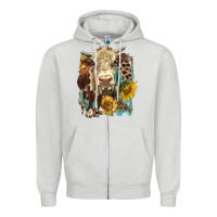 Dove Grey Hereford heifer with sunflower and leopard Zipper Hoodie - LillyAllenDesigns