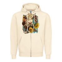 Sandshell Hereford heifer with sunflower and leopard Zipper Hoodie - LillyAllenDesigns