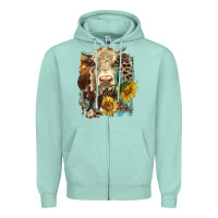 Seafoam Hereford heifer with sunflower and leopard Zipper Hoodie - LillyAllenDesigns