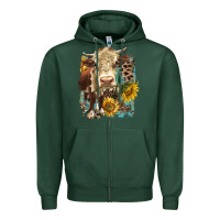 Sports Green Hereford heifer with sunflower and leopard Zipper Hoodie - LillyAllenDesigns