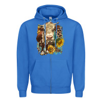 True Royal Hereford heifer with sunflower and leopard Zipper Hoodie - LillyAllenDesigns