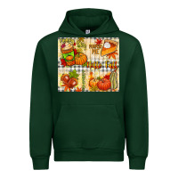 Forest Green Hello Fall pumpkins Urban Hoodie - NancyCooperArtShop