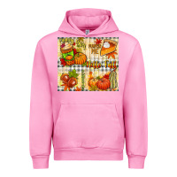 Fuchsia Pink Hello Fall pumpkins Urban Hoodie - NancyCooperArtShop