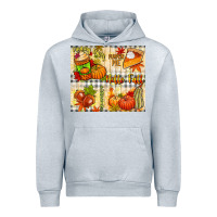 Heather Grey Hello Fall pumpkins Urban Hoodie - NancyCooperArtShop